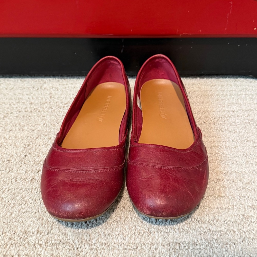 Merrell Beet Red Leather Ballet Flats Performance Footwear Womens 8.5